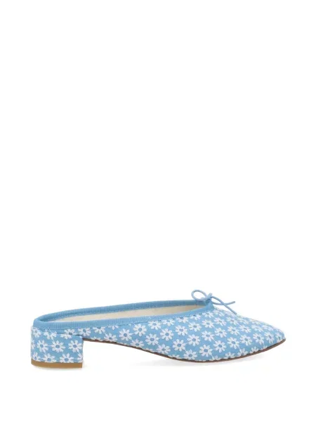 Papuci tip mules Repetto cu funde cu model floral albastru