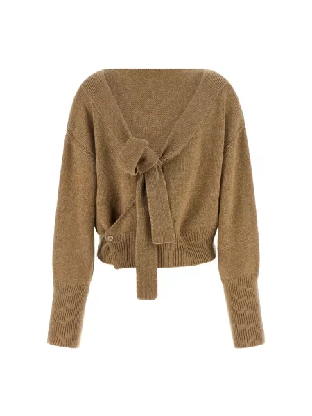 Sweter Ermanno Scervino z kokardką z kaszmiru beżowy