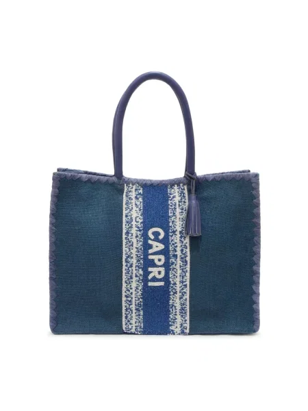 Spodnie De Siena z koralikami niebieskie