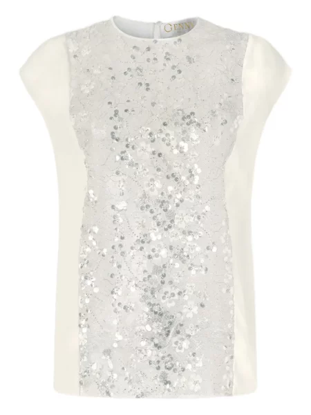 Top Genny s flitry bez rukávů bílý
