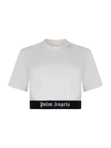 Top Palm Angels z dżerseju z dekoltem w kształcie litery U z autografem biały