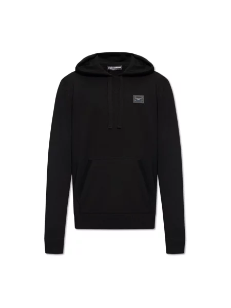 Bluza z kapturem Dolce And Gabbana z kaszmiru z kapturem czarna