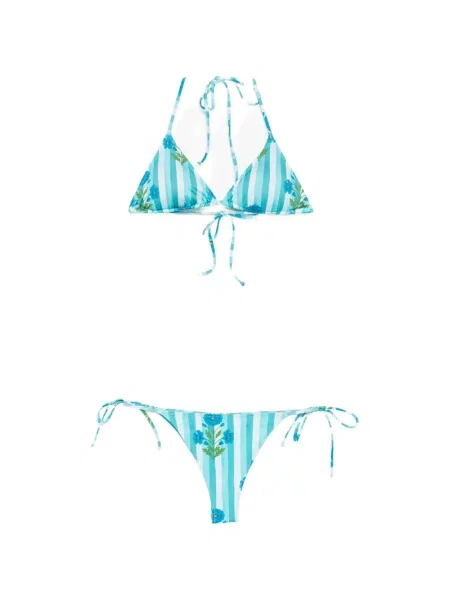 Bikini Mc2 Saint Barth cu model floral cu imagine albastru