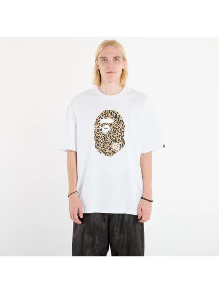 Tricou A BATHING APE Wild Leopard Pattern Ape Head Relaxed Fit Tee White XXL alb