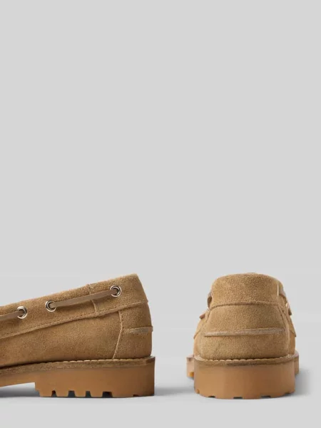 Loafersy z naturalnej skóry w imitacji weluru Bianco