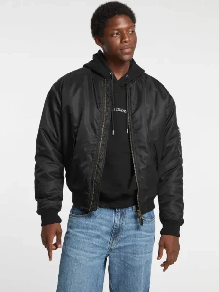 GUESS JEANS Geacă de primăvară-toamnă negru