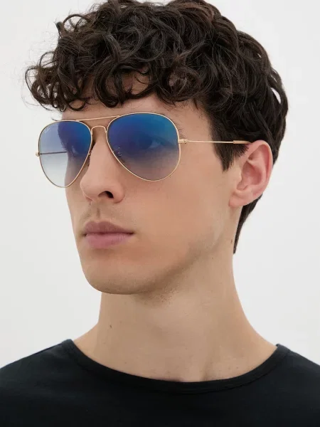 Okulary przeciwsłoneczne Ray-Ban Aviator Classic arista gold/light blue żółte