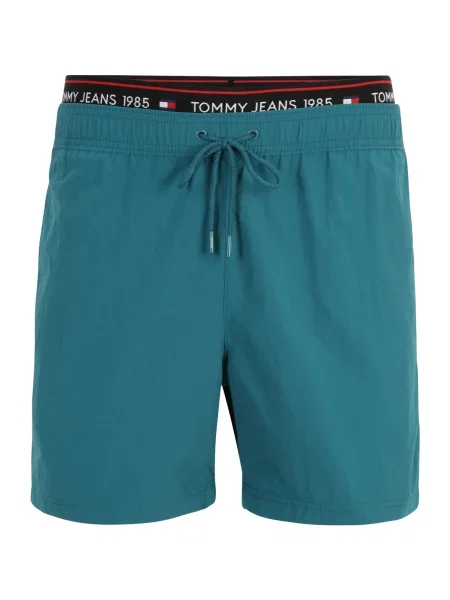 Pánske plavecké šortky Tommy Jeans DW SF Medium Drawstring timeless teal tyrkysová