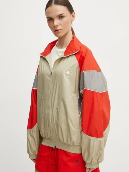 Яке adidas by Stella McCartney преходен модел с уголемена кройка бежово