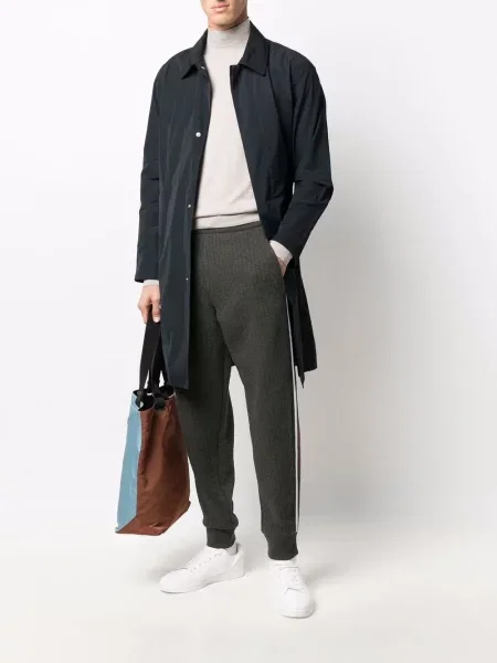 Dryžuotos briaunotas kelnės Giorgio Armani žalia