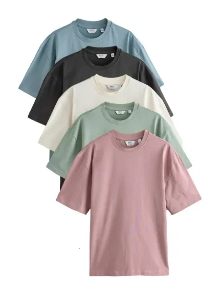 Next Tricou crem / albastru deschis / verde / roz pal negru