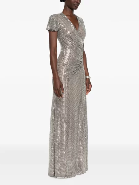 Stras rochie maxi Self-portrait gri