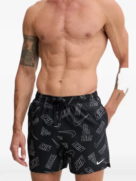 Slip de baie Nike cu imagine cu cordon negru