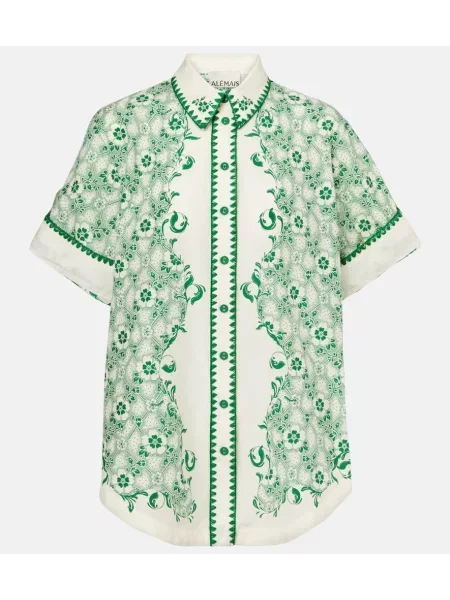 Cămașă Alemais de mătase cu imagine alb