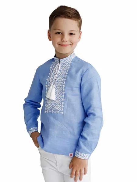 Детская рубашка Folk Moda голубая