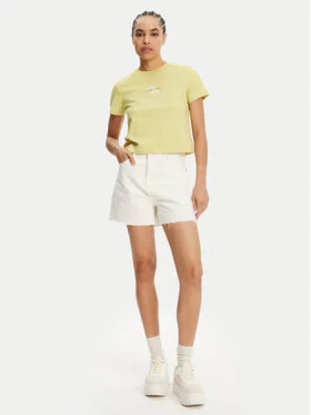Calvin Klein Jeans Džínové šortky Mom Fit bílá