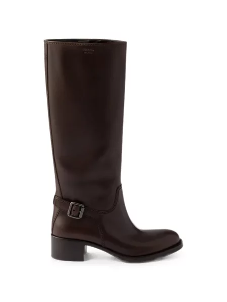 Botine Prada din piele maro