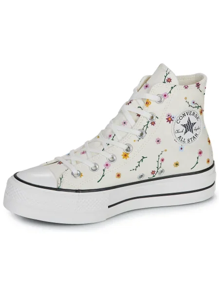 Sneakers Converse Chuck Taylor All Star Lift Platform Embroidered Blooms Hi Egret/ Vintage White/ Black EUR 36 fehér