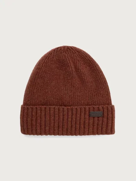 Barbour czapka beanie z wełną Carlton Beanie pomarańczowa