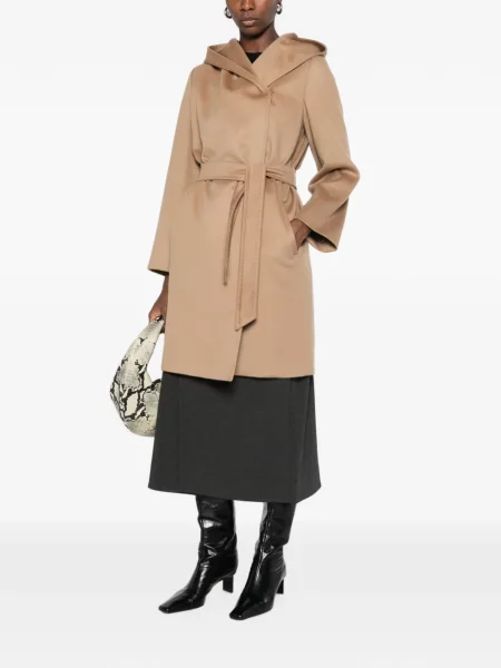 Cu centură palton Max Mara cu glugă