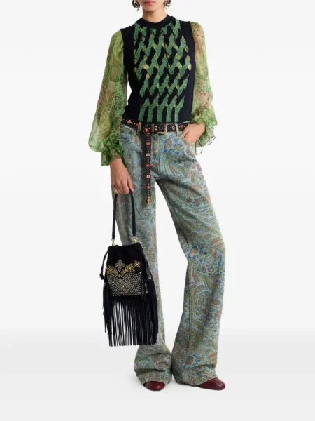 Cămașă Etro cu model paisley verde