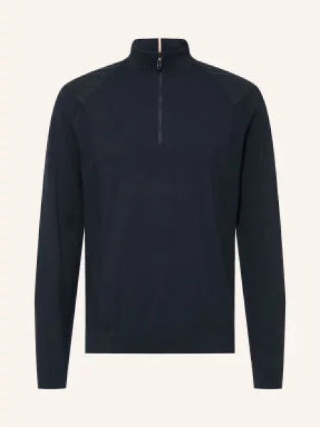Boss Sweter Typu Troyer Rank blau granatowy