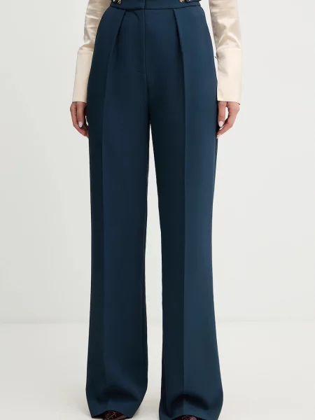 Elisabetta Franchi pantaloni drept high waist turcoaz