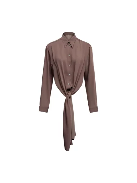 Koszula Mm6 Maison Margiela asymetryczna brązowa