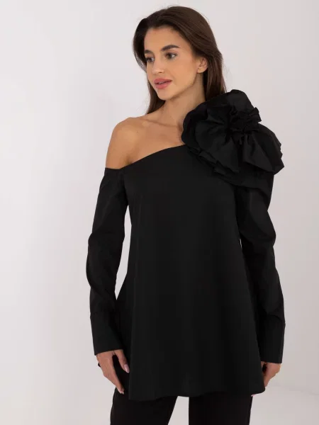 Bluză Fashionhunters cu model floral negru