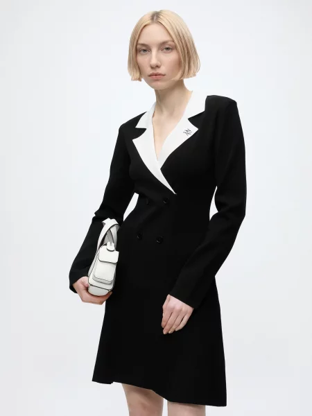 Karl Lagerfeld Rochie tricotat / alb negru