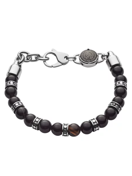 DIESEL Zapestnica črna srebrna