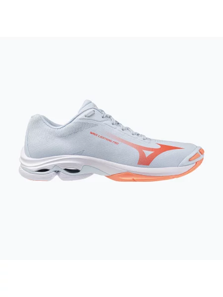 Încălțăminte de volei pentru femei Mizuno Wave Lightning Pro blue finch/lava orange/flamingo coral albastru
