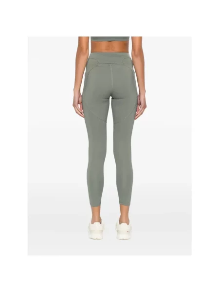 Legginsy Adidas By Stella Mccartney skórzane na siłownię zielone