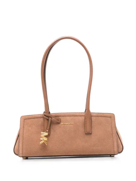 Geantă Michael Kors din piele de căprioară cu autograf maro