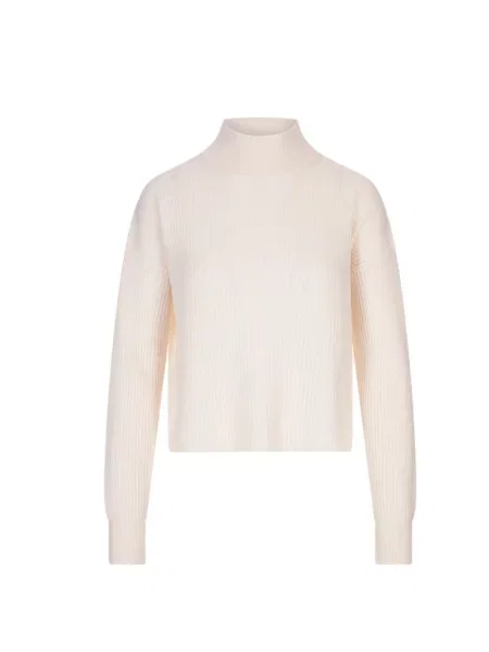 Sweter Max Mara Studio z kaszmiru w paski beżowy