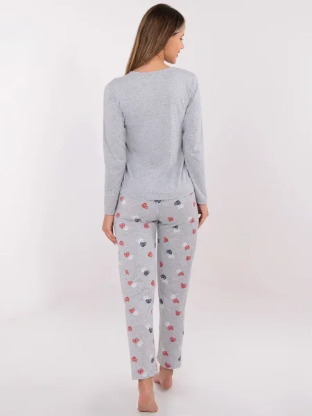Piżama Forever Pink z nadrukiem szara