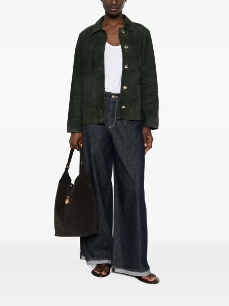 Geacă 's Max Mara din piele de căprioară verde