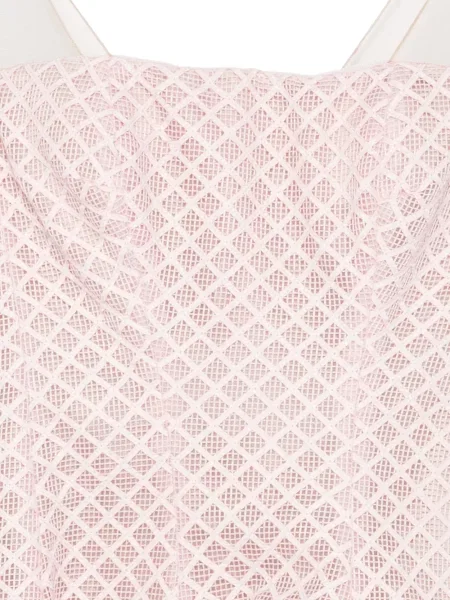 Rochie mini Gemy Maalouf cu imprimeu geometric plasă de costum roz