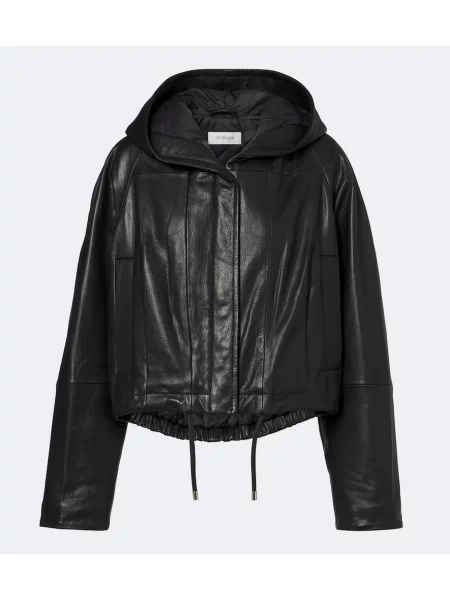 Geanta de piele Sportmax cu glugă negru