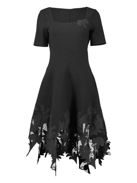 Rochie Oscar De La Renta cu model floral din dantelă de costum negru