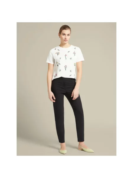 Lniane skinny spodnie Elena Miro' czarne