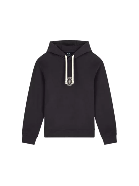 Bluza z kapturem Armani Exchange z kapturem czarna