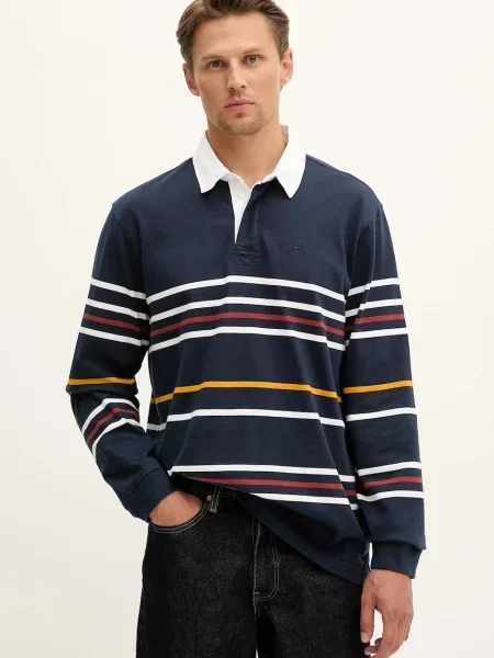 Bombažen pulover Levi's mornarsko modra