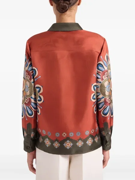 Cămașă La Doublej cu model floral cu imagine roșu