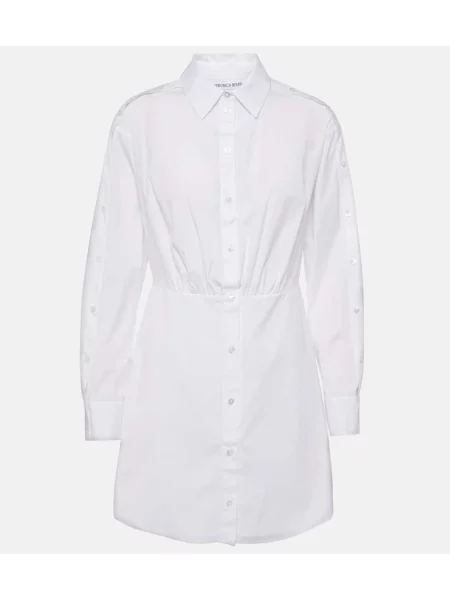 Rochie tip cămașă Veronica Beard din poplin de costum alb