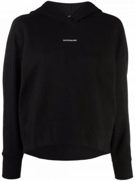 Hanorac cu glugă Calvin Klein cu imagine negru