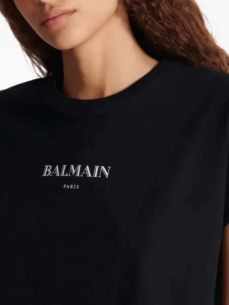 Tricou Balmain cu imagine scurt negru