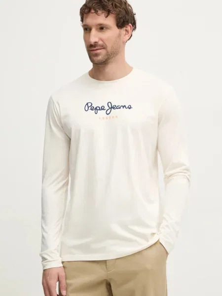 Тениска Pepe Jeans Eggo с принт бежово