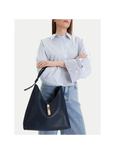 Torebka hobo Furla skórzana niebieska