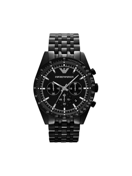 Lniany zegarek Emporio Armani czarny